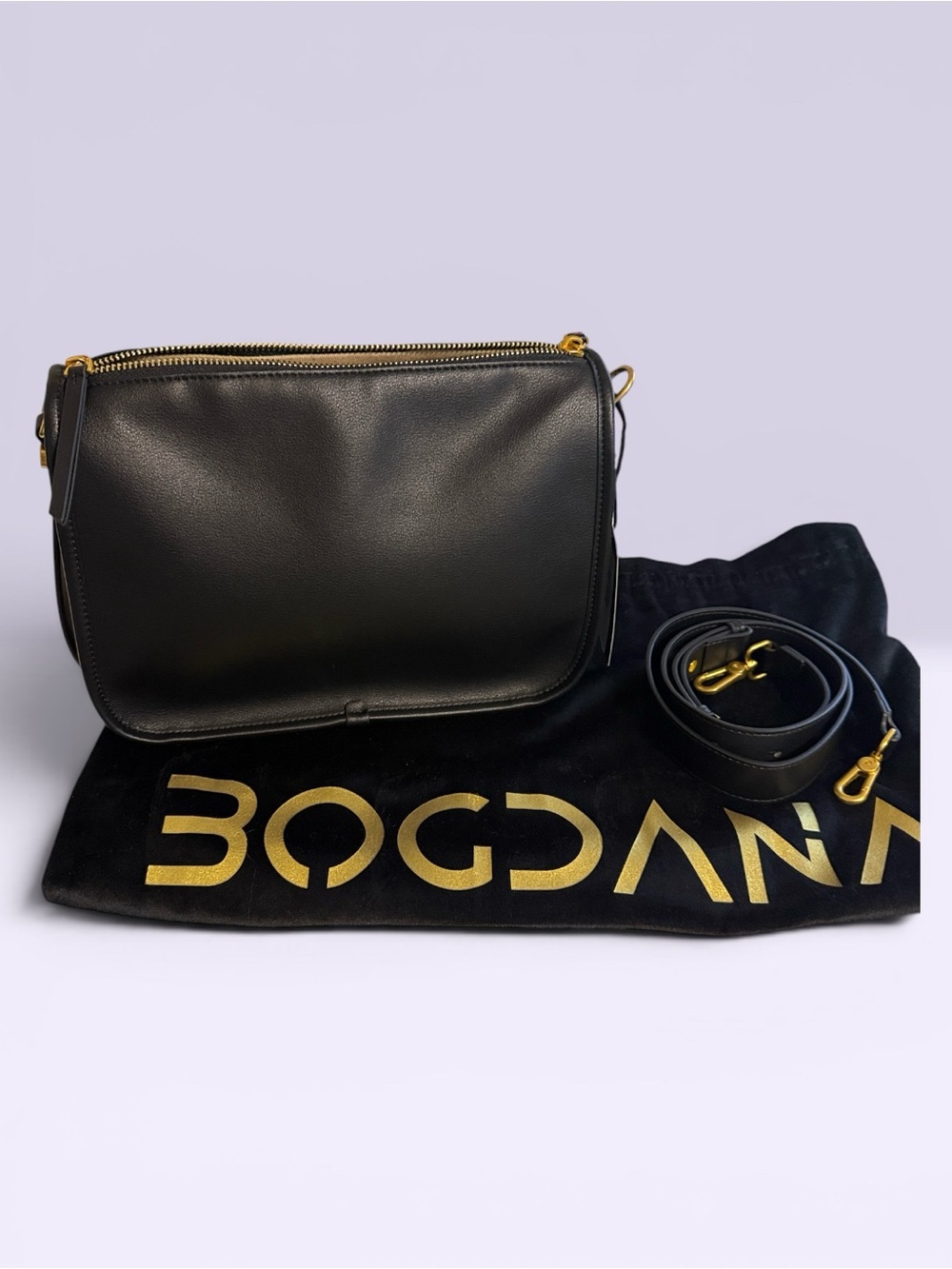 Black Leather Crossbody Shoulder Bag